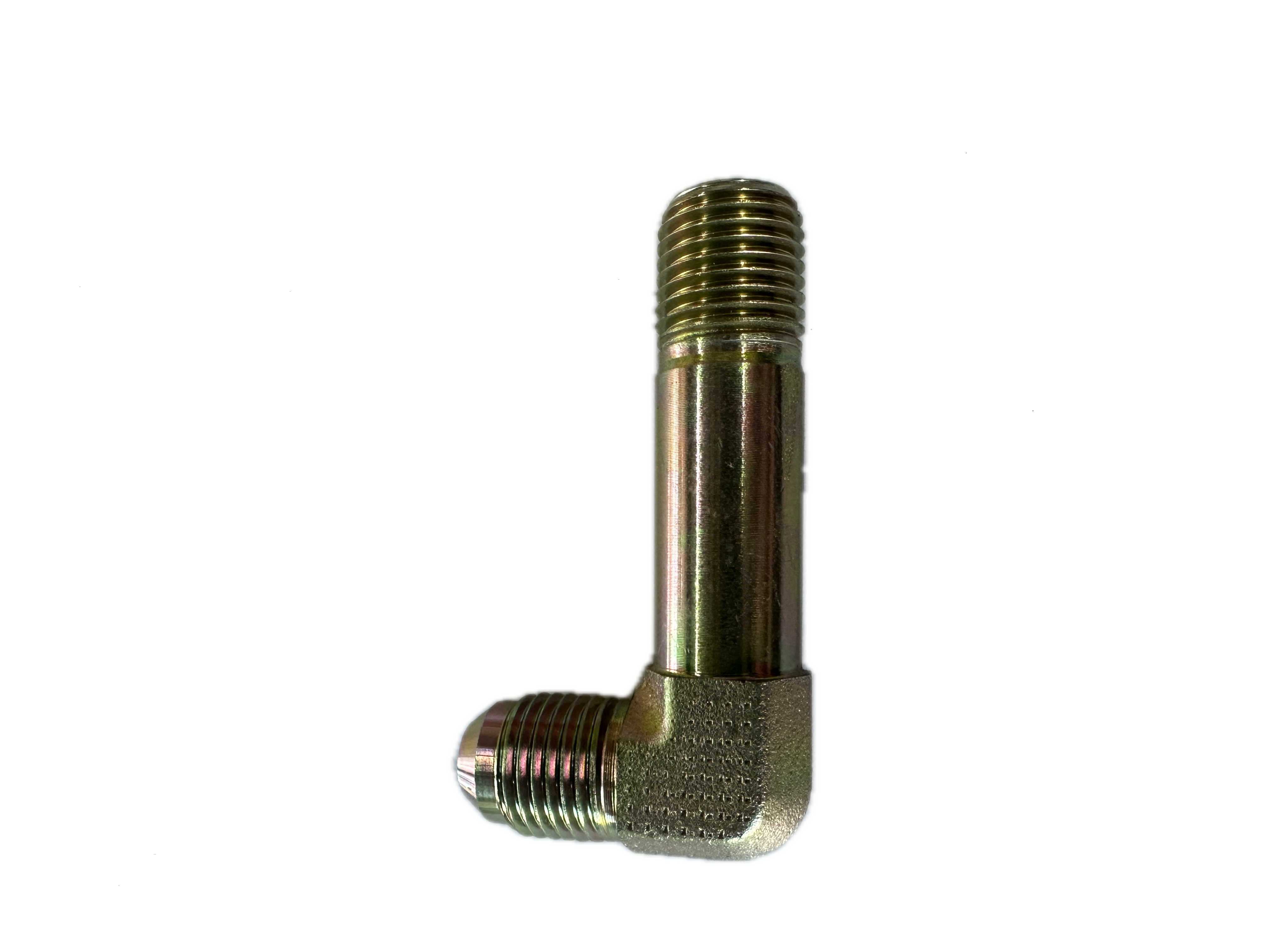 Codo 90° Prolongado Adaptador Macho JIC (37°) a Macho Gas (BSP)